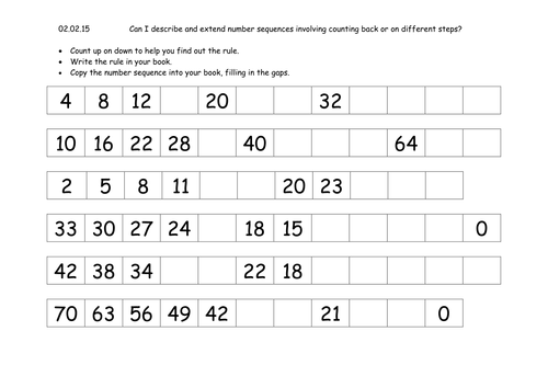 year 3 number sequences and patterns differentiated