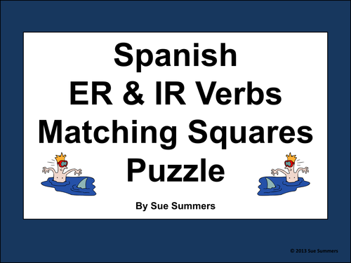 Spanish ER & IR Verbs Matching Squares Puzzle - 24 Different Verbs