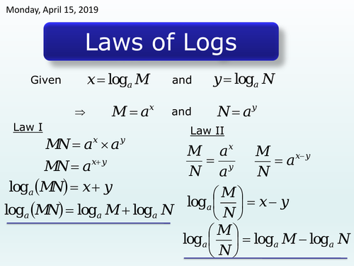 Laws of Logs