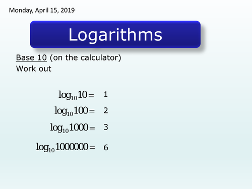 Introduction to Logarithms