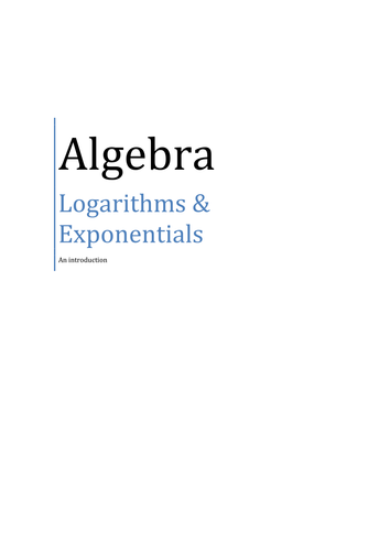 Logarithms & Exponentials worksheets