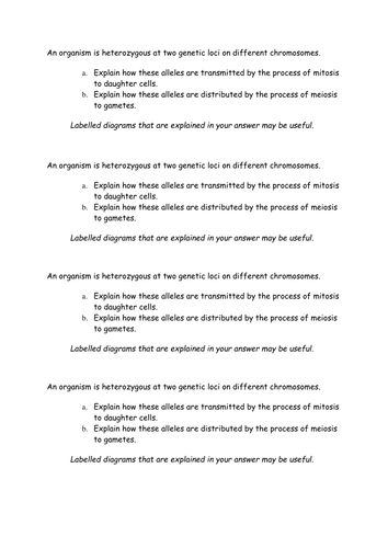 A level biology meiosis and non-disjunction AQA Topic 4