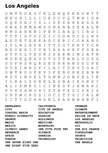 Us Cities Word Search Pack Teaching Resources