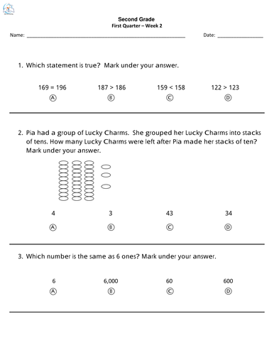 2nd grade math printables teaching resources