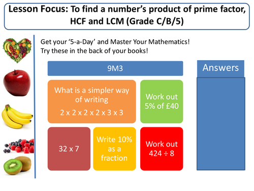 Introduction into HCF, LCM using prime factor decomposition