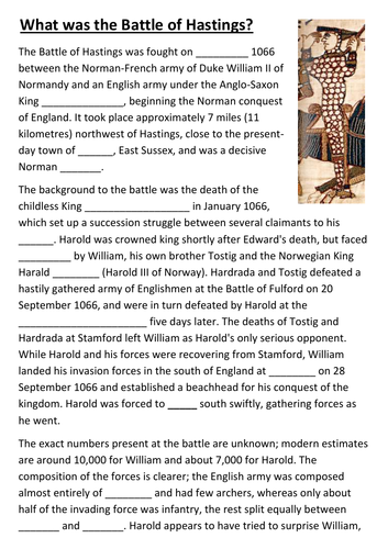 What was the Battle of Hastings cloze activity