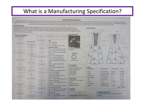 GCSE Textiles Manufacturing Specification Lesson