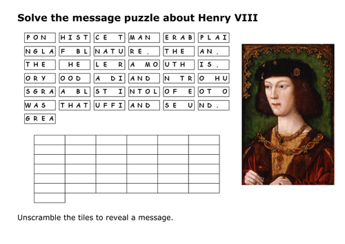 Solve the message puzzle about Henry VIII
