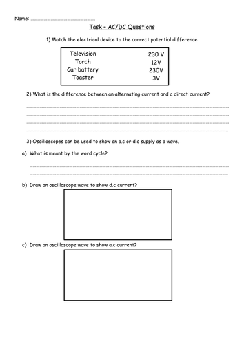 GCSE AQA Physics - P5.1 - Alternating Current & Direct Current + National Grid