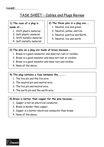 GCSE AQA Physics - P5.2 - Cables and Plugs