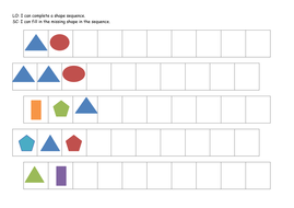 ks1 year 1 2 shape and colour patterns complete the sequence