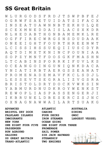 SS Great Britain Word Search