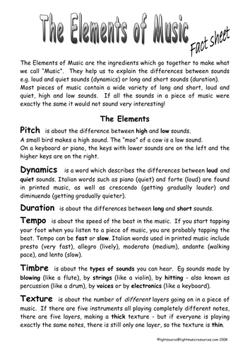 the-elements-of-music-1-factsheet-and-2-worksheets-teaching-resources