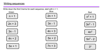 nth term - use the nth term expression to form a sequence. | Teaching ...