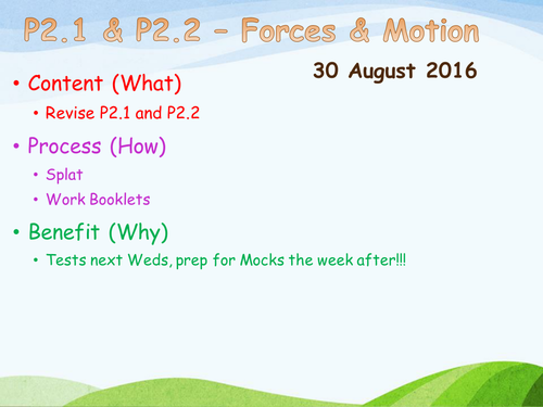 P2.2 Revision Activities AQA GCSE P2.2 - Forces | Teaching Resources