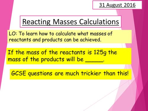 Chemical Calculations- Reacting Masses 3