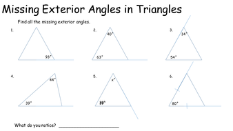 Missing Exterior Angles in Triangles by KeithEllingham  Teaching Resources  Tes