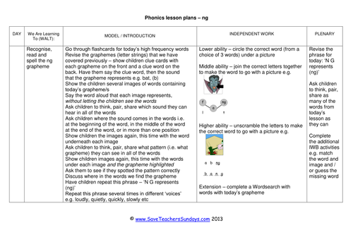 Ng Phonics Worksheets, Activities, Flash Cards, Lesson Plans and Other