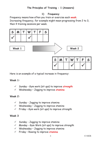 PE32ST - The Principles Of Training - 1 WS | Teaching Resources