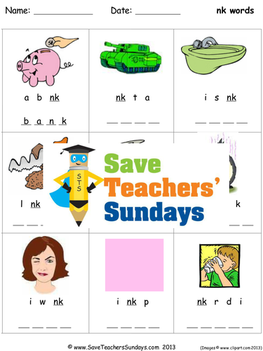 Nk Phonics Worksheets, Activities, Flash Cards, Lesson Plans and Other