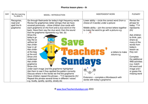 Th Phonics Worksheets, Activities, Flash Cards, Lesson Plans and Other