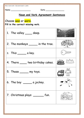 Grammar Noun/Verb Agreement - Is or Are, Was or Were Presentations ...