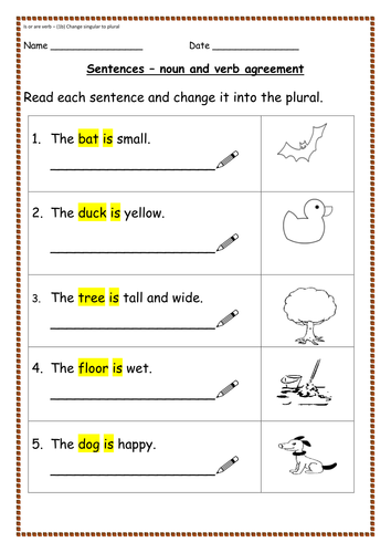 Grammar: Noun/Verb Agreement - Is or Are, Was or Were Presentations ...