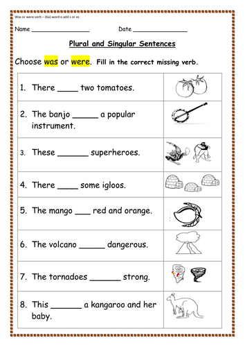 Grammar Noun/Verb Agreement - Is or Are, Was or Were Presentations ...