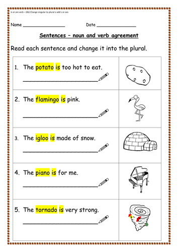 Grammar: Noun/Verb Agreement - Is or Are, Was or Were Presentations ...