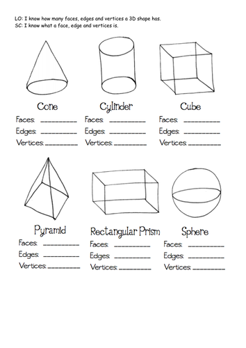 ks1 year 1 2 3d shape properties faces vertices and edges