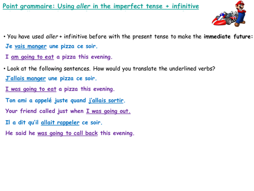 Grammar - Tenses - Aller + Imperfect tense