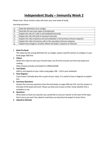 New AQA (2016) Year 1 Biology (AS) - Cell Mediated Immunity - Flipped ...