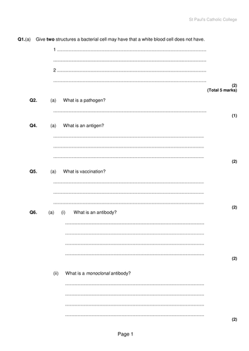 New AQA (2016) Year 1 Biology (AS) - HIV - Flipped Learning | Teaching ...