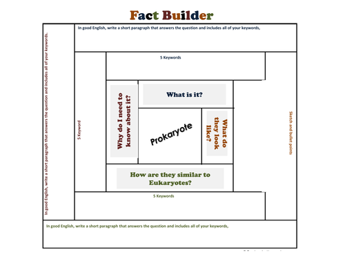 New 2018 Biology - Eukaryotic and Prokaryotic Cells - Fact Builder Activity