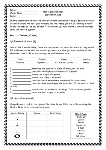 Fun Baseline Assessment for years 7 and 8. by sjbeaton - Teaching ...