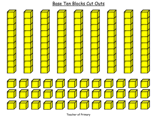 Printable Colored Base Ten Blocks