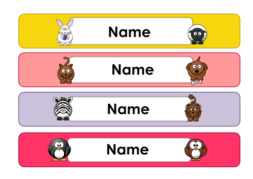 Colourful Animal Name Tray Labels | Teaching Resources