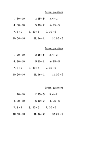 Year 2 Division on a Number Line (with plan, input, worksheets and ...