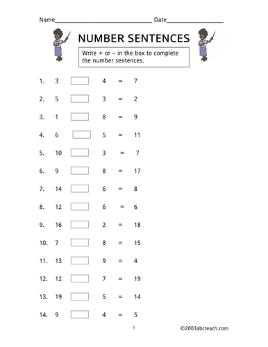 write-a-number-sentence-worksheet-for-1st-2nd-grade-lesson-planet