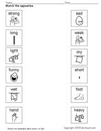 worksheet matching opposites 3 teaching resources