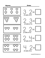 Worksheet: Hearts - Beginning Multiplication (primary ...