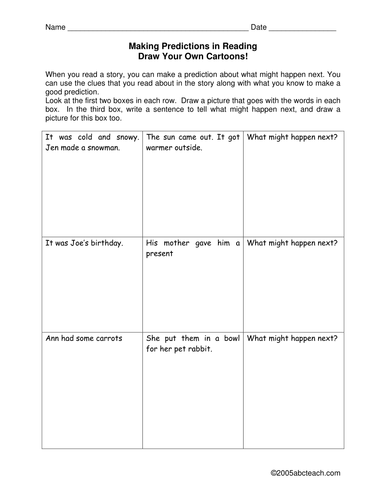 Worksheet: Predicting Outcomes (primary/elementary) by abcteach