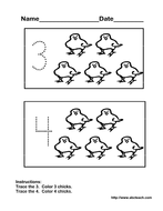 Worksheet: Dotted Numerals 3, 4 (pre-k) 