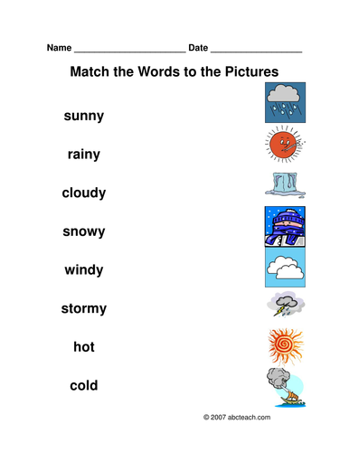 Worksheet: Matching Weather | Teaching Resources