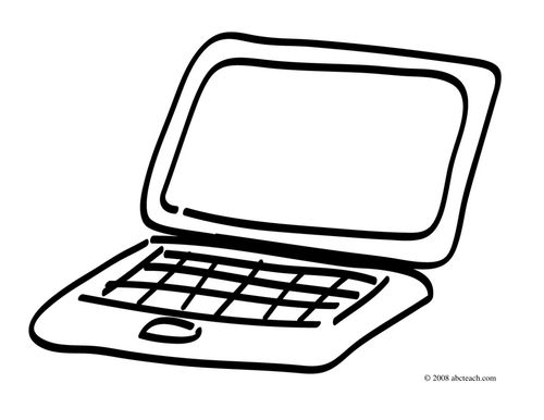 Clip Art: Laptop Computer (coloring page) | Teaching Resources