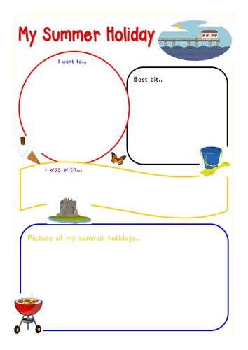 summer holiday homework for class nursery