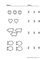 Worksheet: Count Groups of Objects 2-4 (ver 3) (pre-k/primary ...