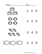 Worksheet: Count Groups of Objects 3-5 (ver 2) (pre-k/primary ...