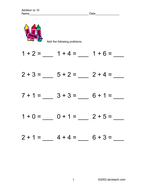 worksheets addition up to 10 horizontal teaching resources