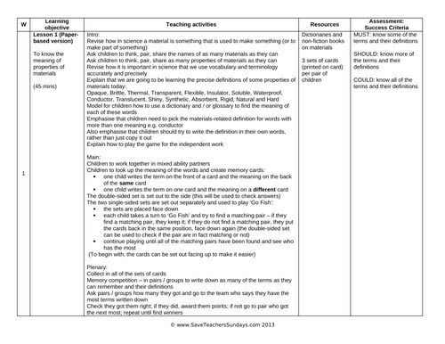 Properties of Materials Year 5 Planning and Resources | Teaching Resources